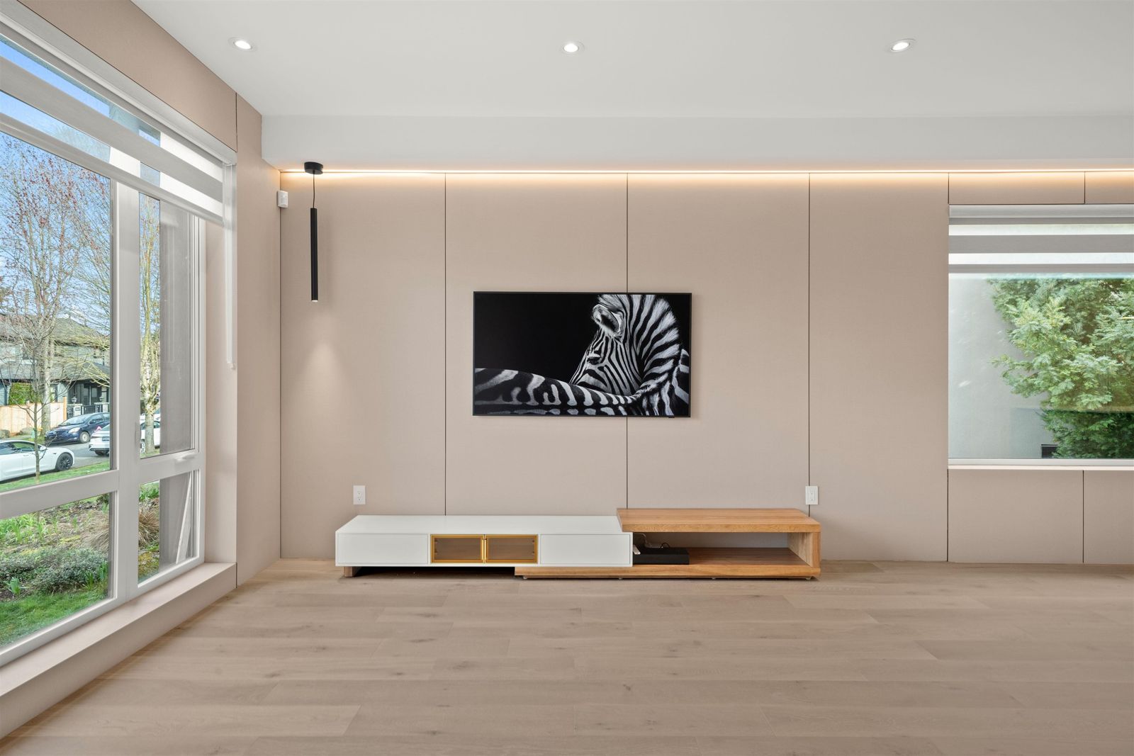 Kerrisdale Duplex — Panel-clad living and dining